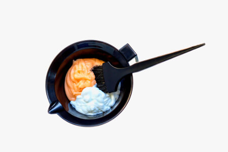 hair dye chemicals in black bowl