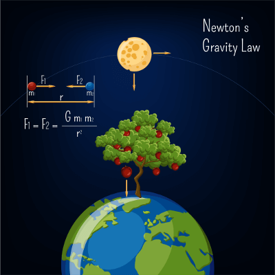 Newton's Gravity Law Earth & Moon